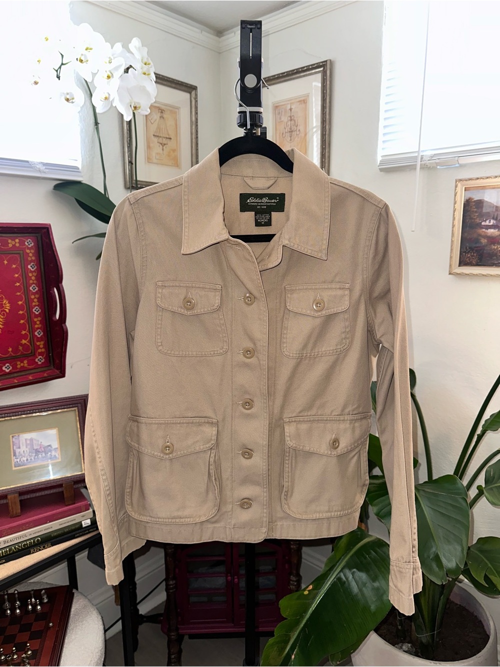 Eddie Bauer Women's Cotton Canvas Utility Field Jacket Khaki Tan